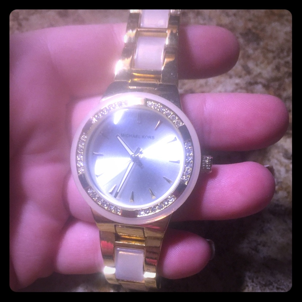Michael kors watch stainless steel gold n pink